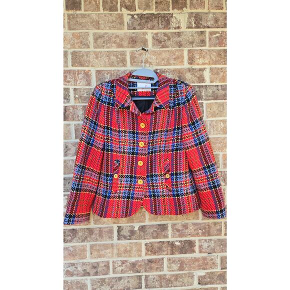 Mondi Red Tweed Vintage 1980s Jacket Wool Size 36 USED Excellent Condition - Picture 2 of 9